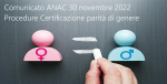 Comunicatro ANAC 30 Novembre 2022 Procedure acquisizione servizi  forniture  lavori e opere in  Certificazione parit  di genere